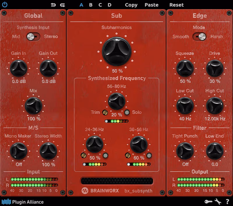 Interface of bx_subsynth by Brainworx