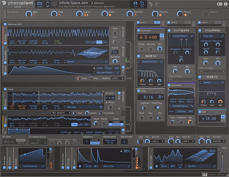 Interface of Phase Plant by Kilohearts