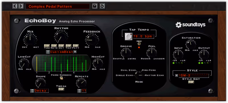 Interface of EchoBoy by Soundtoys