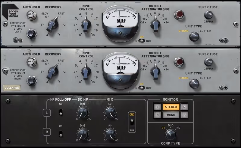 Interface of Abbey Road RS124 Compressor by Waves