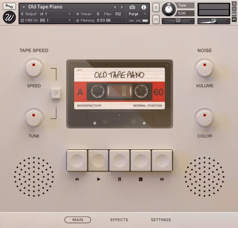 Interface of Old Tape Piano by Wavesfactory