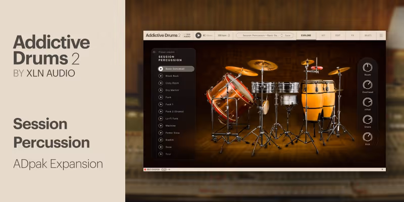Interface of Session Percussion ADpak by XLN Audio