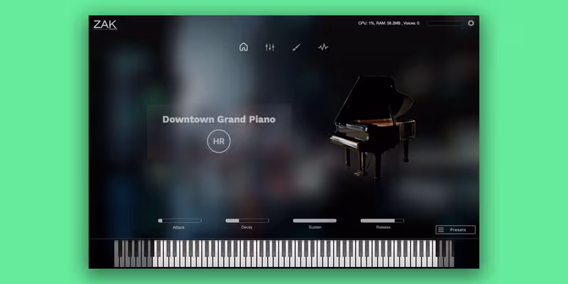 Interface of Downtown Grand Piano by ZAK Sound